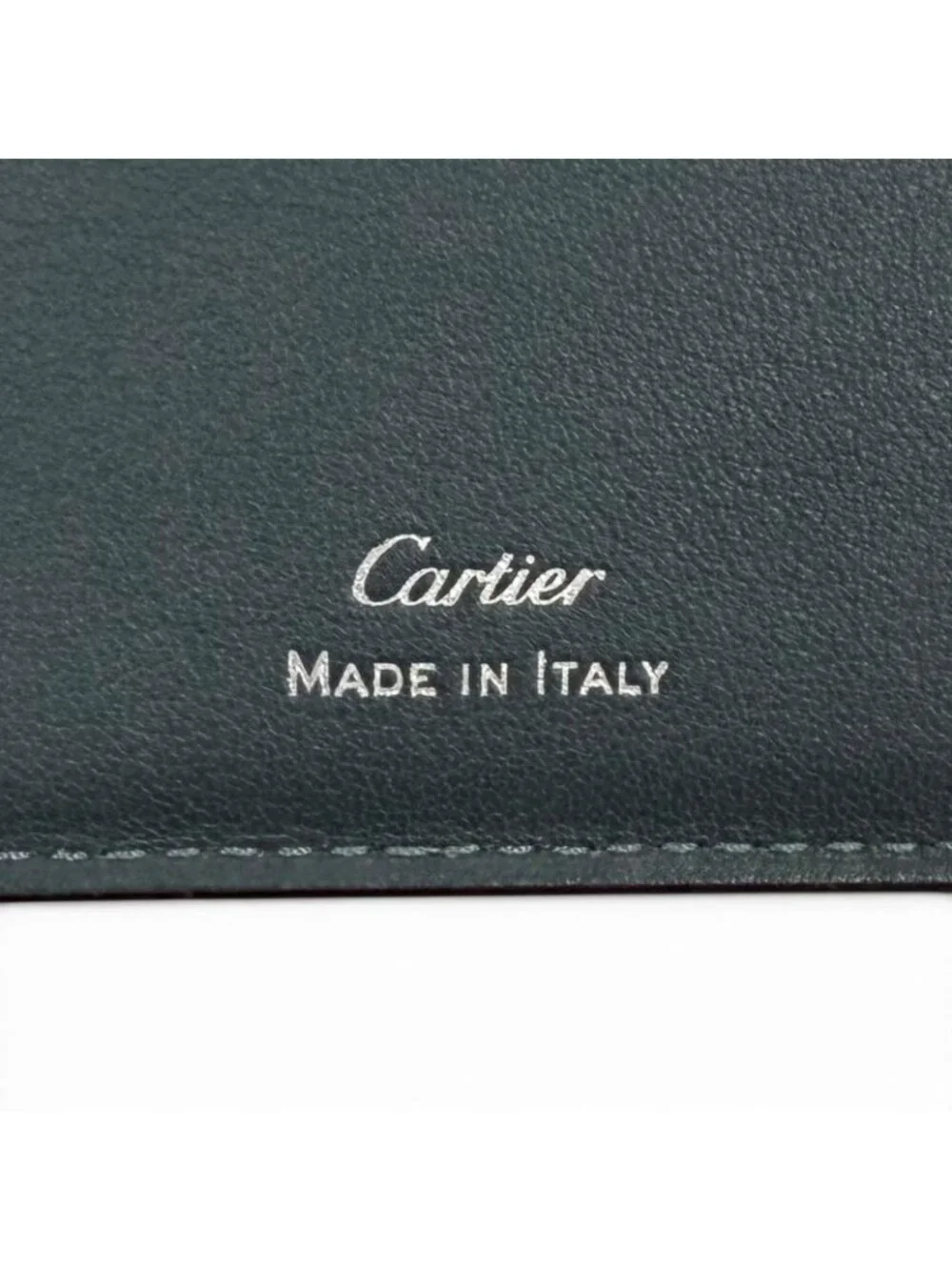 Cartier Leather Must Ducartier Logo Billfold Bifold Wallet Navy Silver
